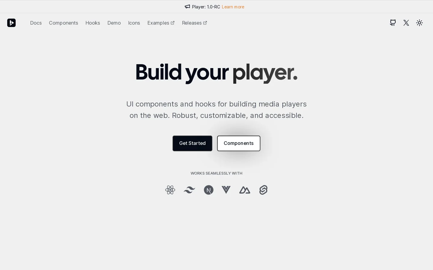 Vidstack Player Homepage screenshot