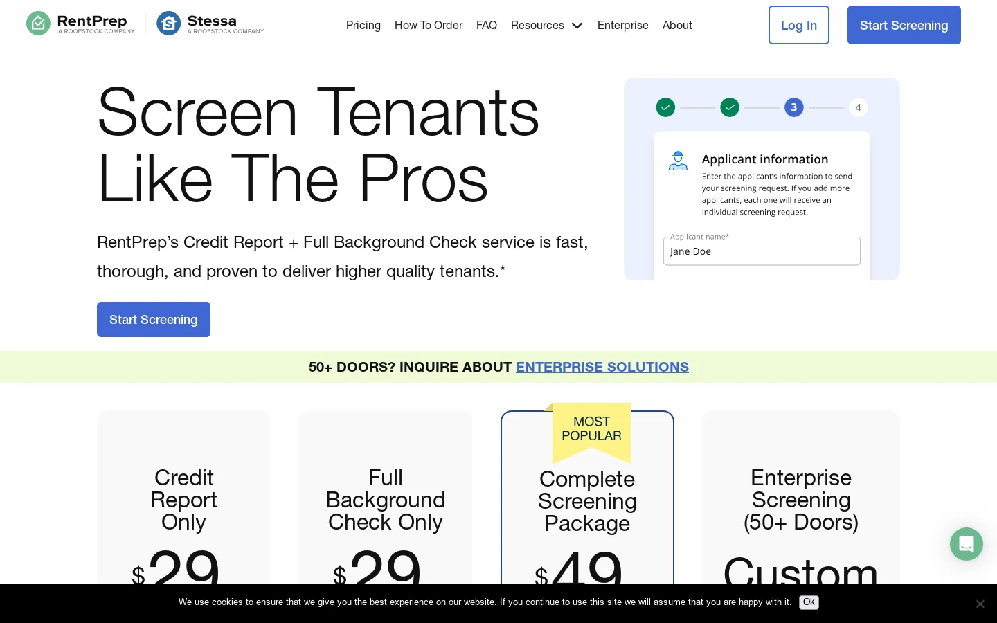 RentPrep Homepage screenshot