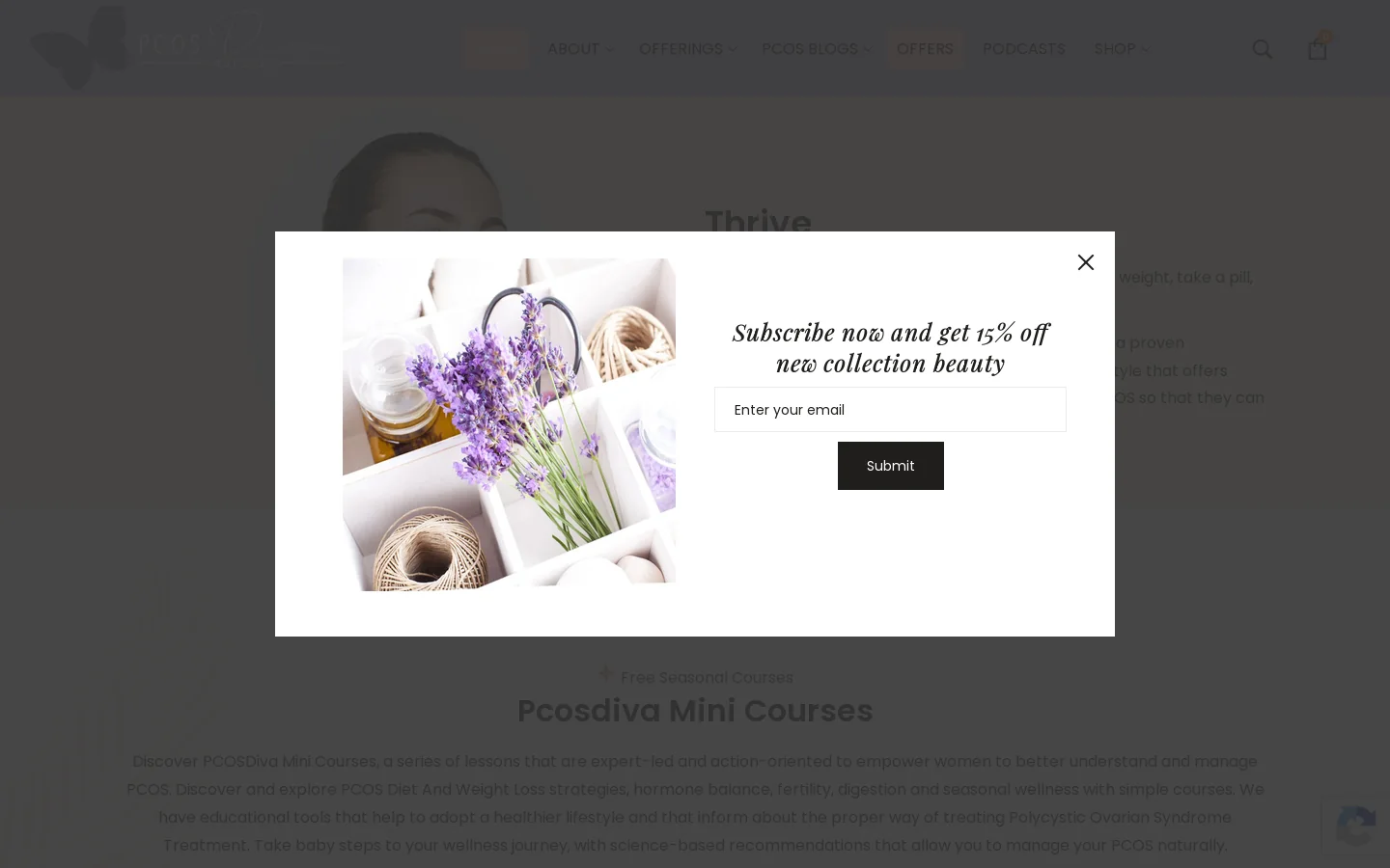 PCOS Diva Shop Homepage screenshot