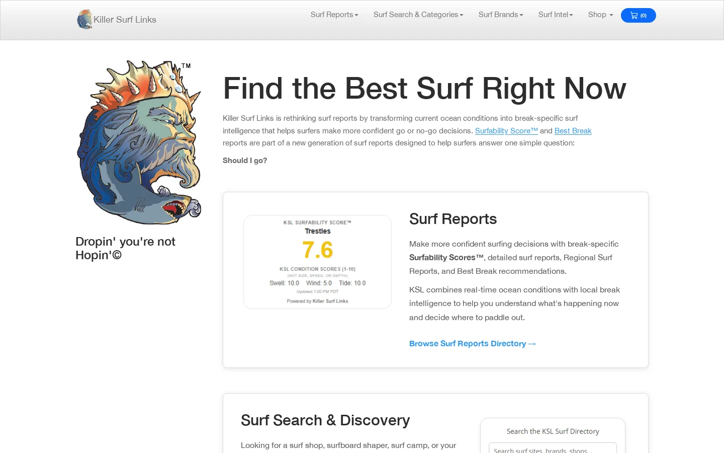 Killer Surf Links Surfability Score Homepage screenshot
