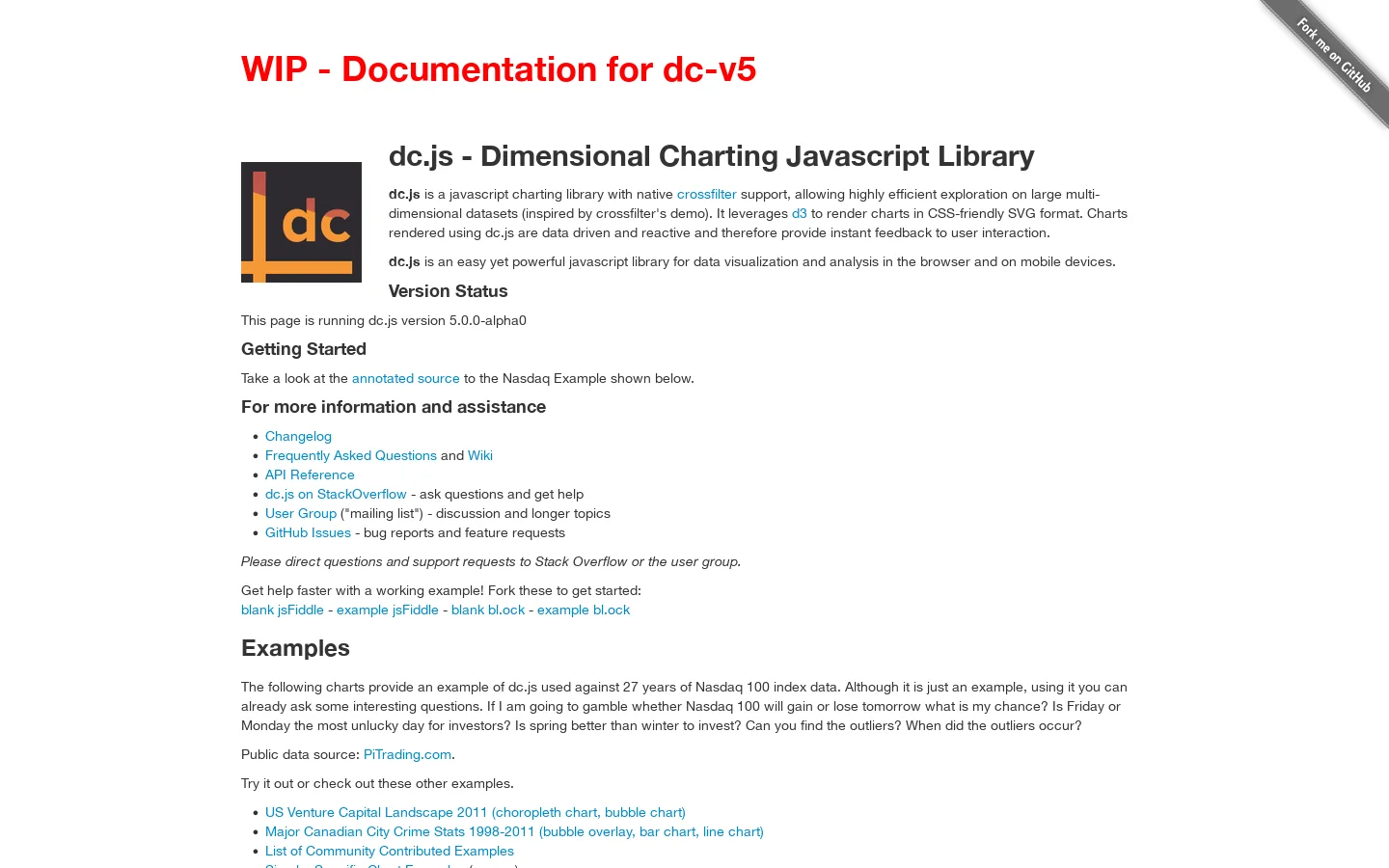 dc.js Homepage screenshot