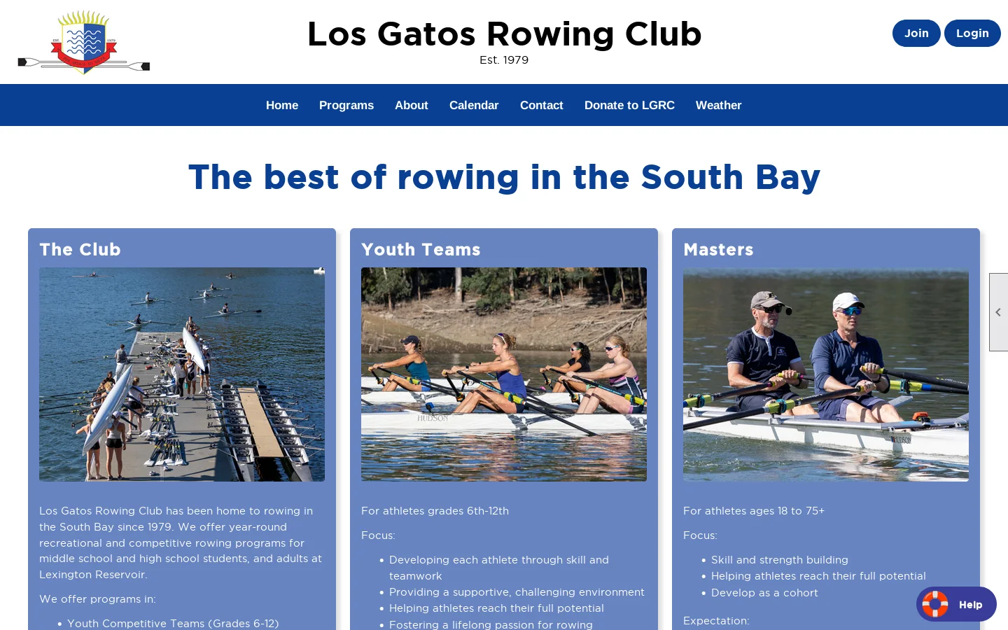 Home - Los Gatos Rowing Club Homepage screenshot