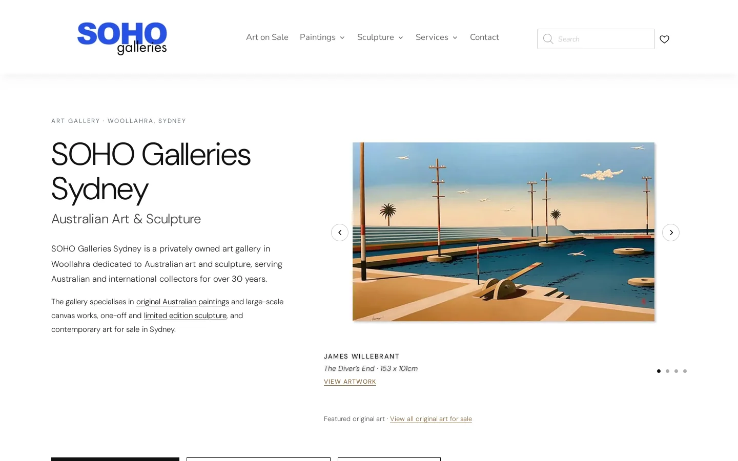 SOHO Galleries Homepage screenshot
