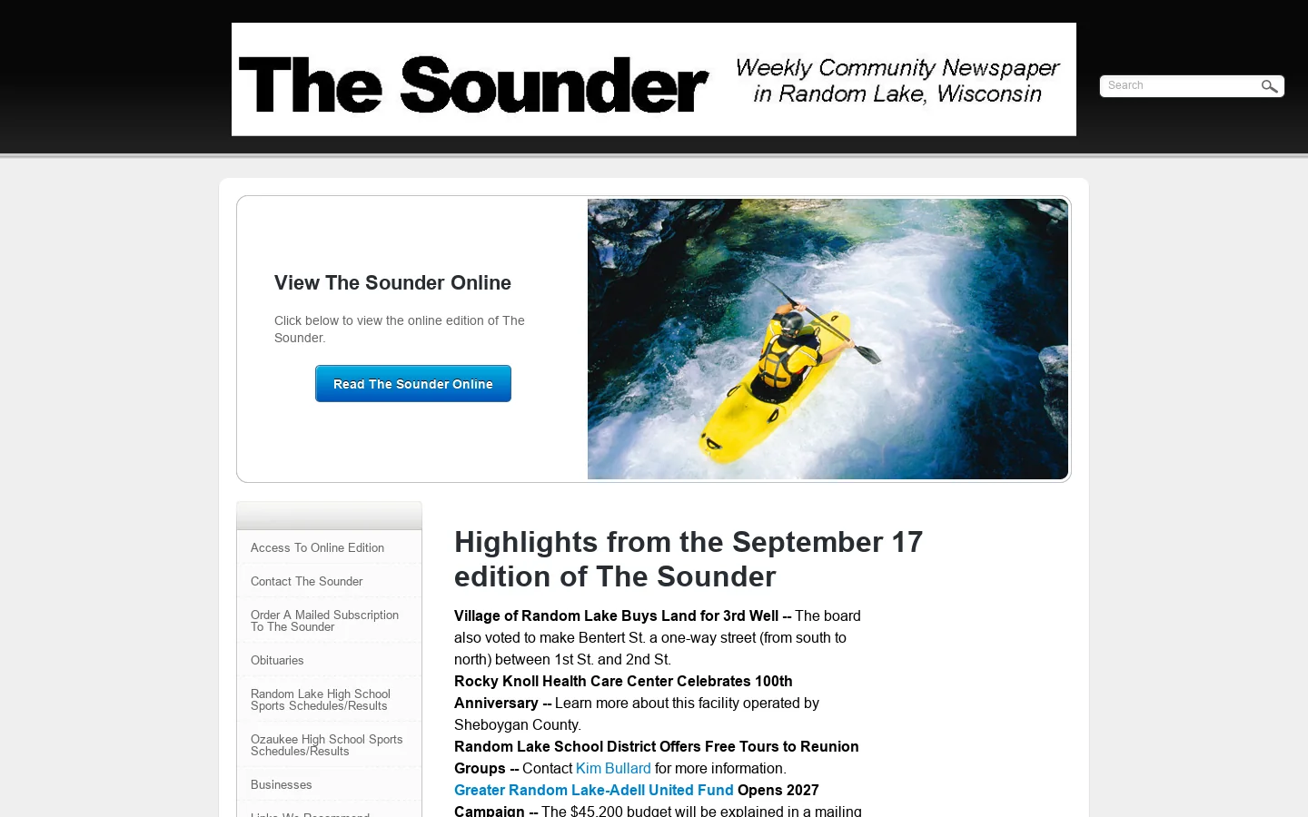 The Sounder Homepage screenshot