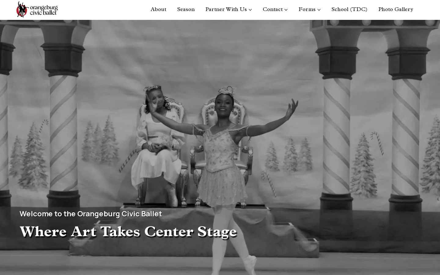 Orangeburg Civic Ballet Homepage screenshot