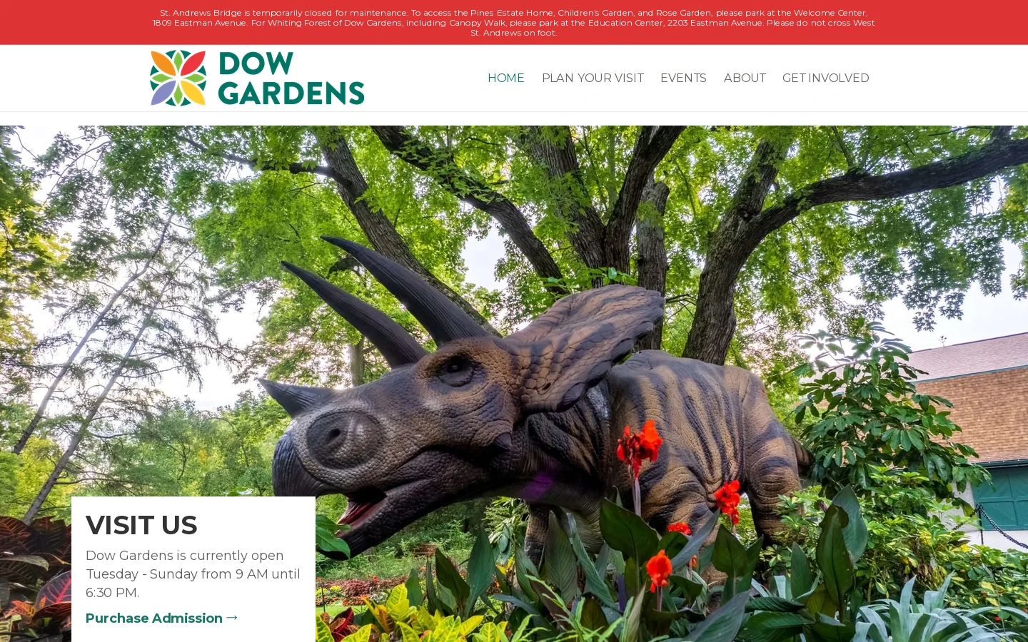 Dow Gardens Homepage screenshot