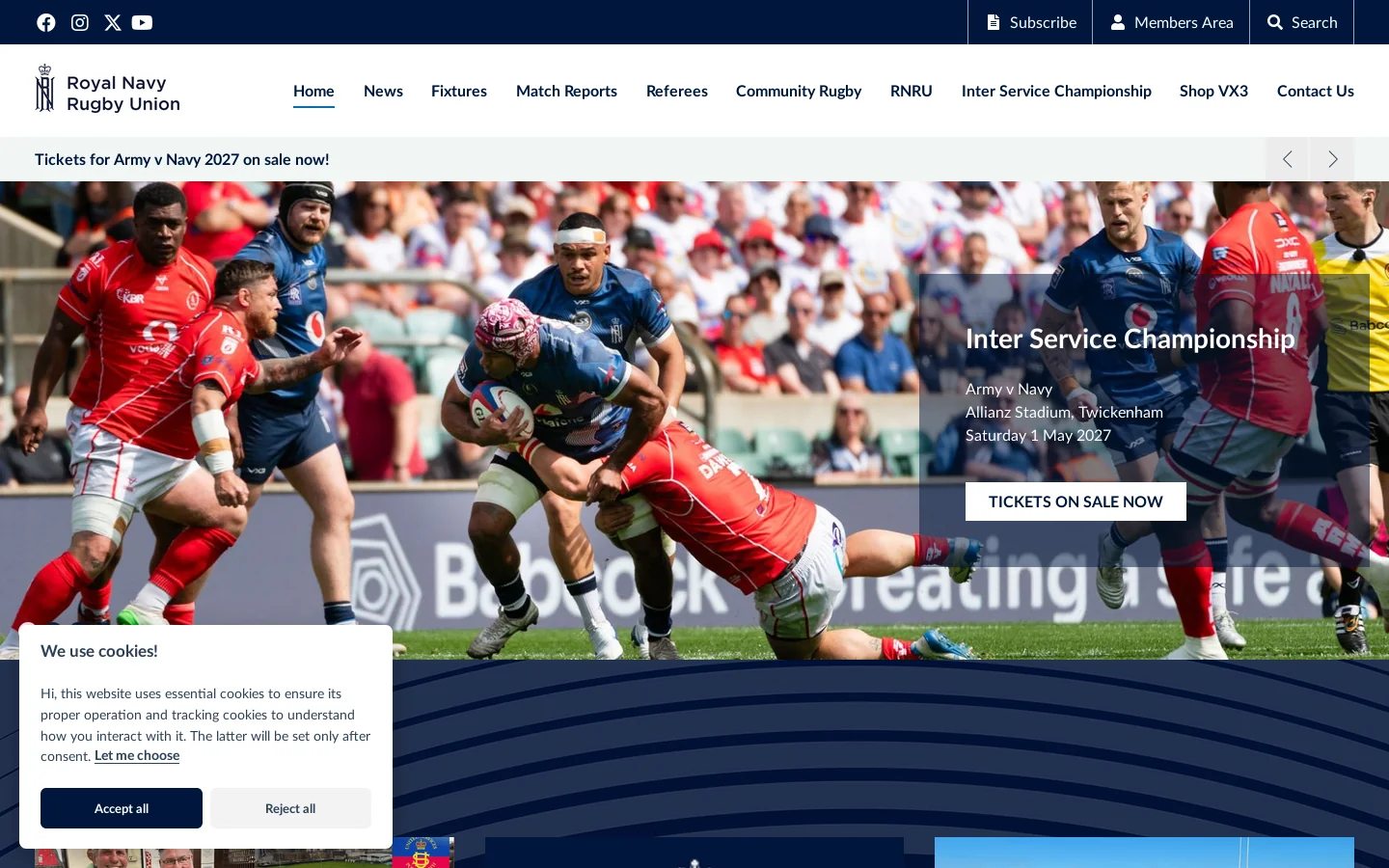 Home | Royal Navy Rugby Union - Official Site Homepage screenshot