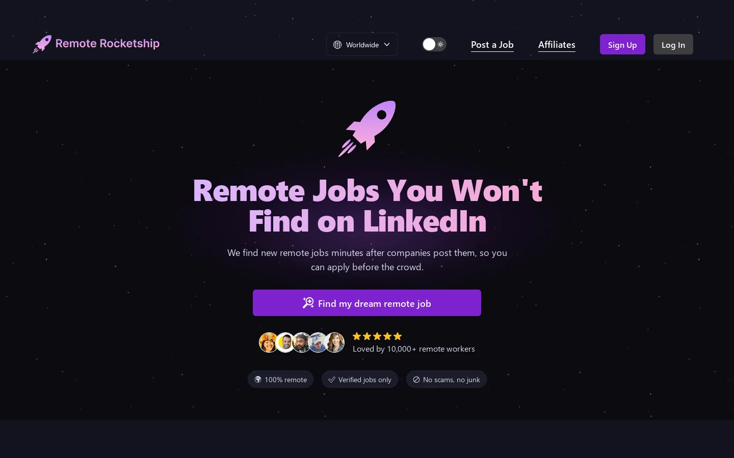 Remote Rocketship Homepage screenshot
