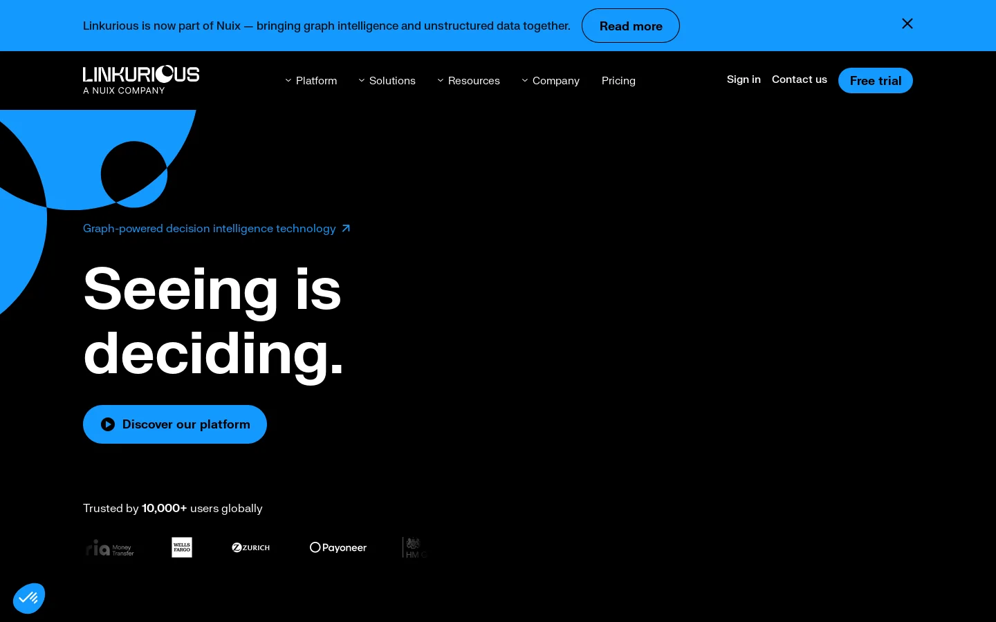 Linkurious Homepage screenshot