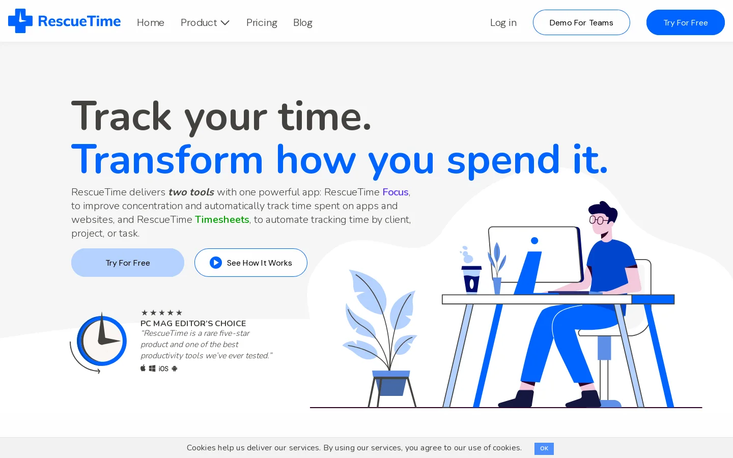 Take Control of Your Time: Automatic time tracking with RescueTime! Homepage screenshot