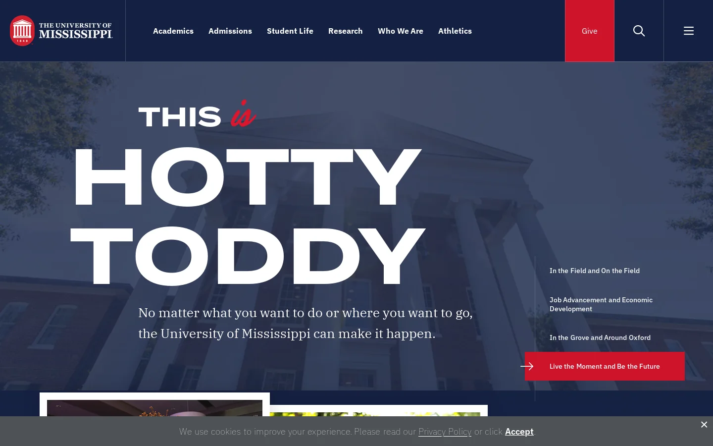 Ole Miss Homepage screenshot