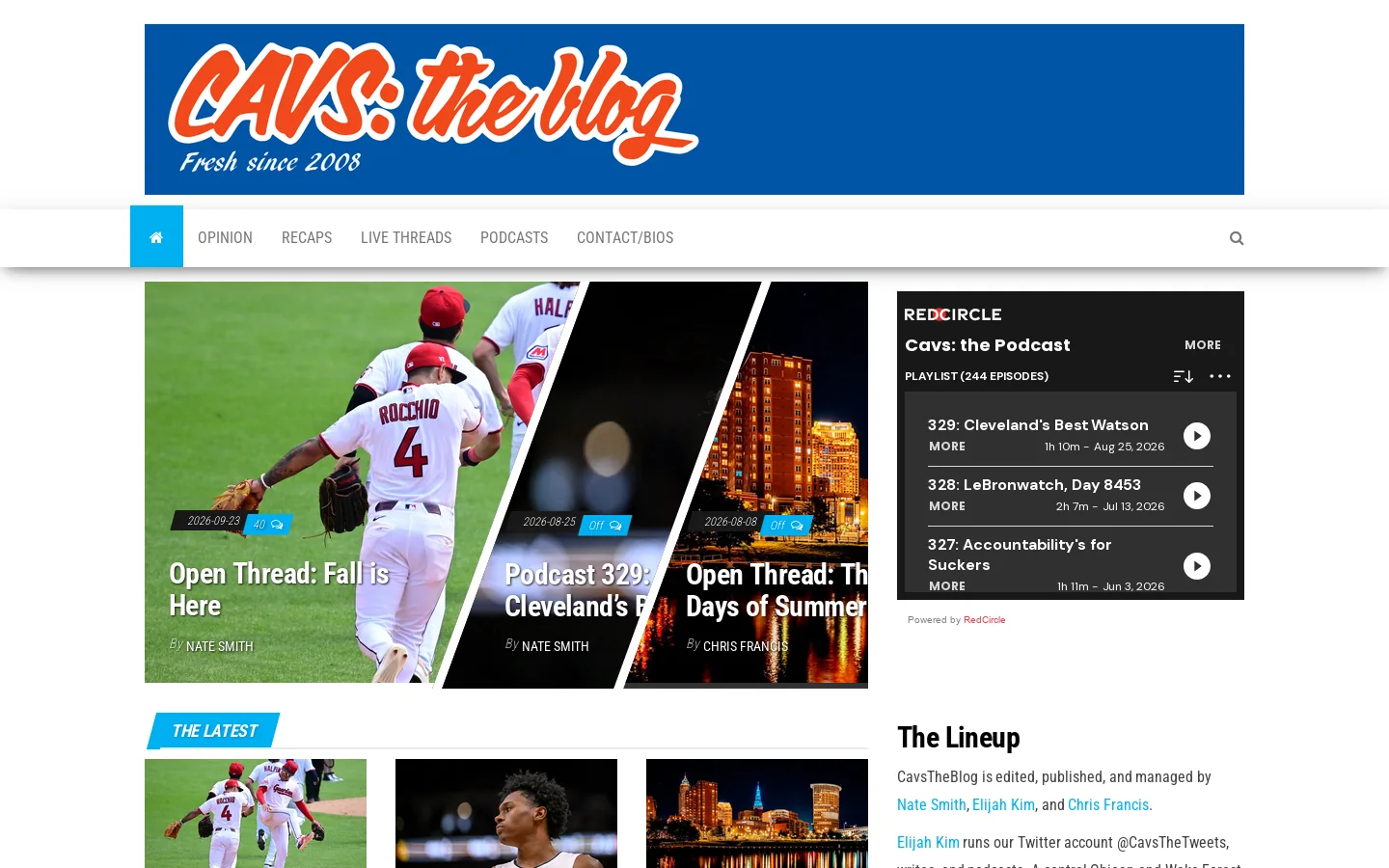 Cavs: The Blog – Fresh Since 2009. Homepage screenshot