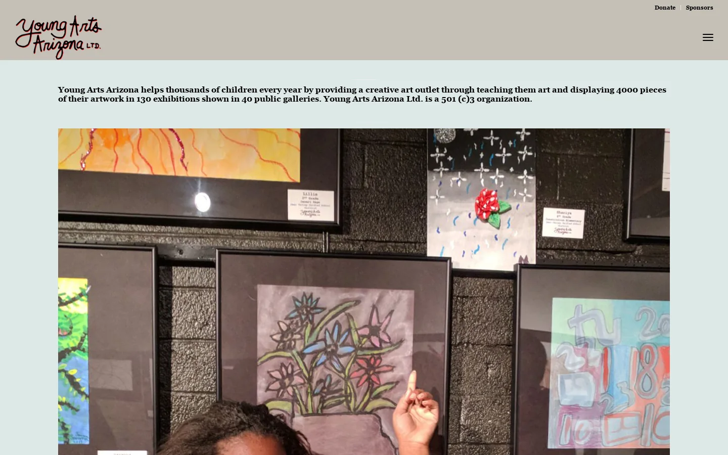 Young Art Arizona – Healing through Art Homepage screenshot