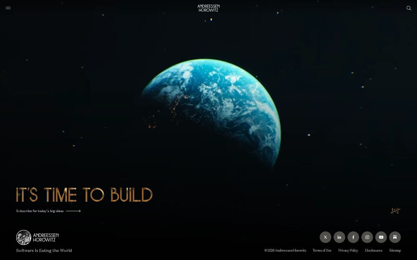 Andreessen Horowitz | Software Is Eating the World Homepage screenshot