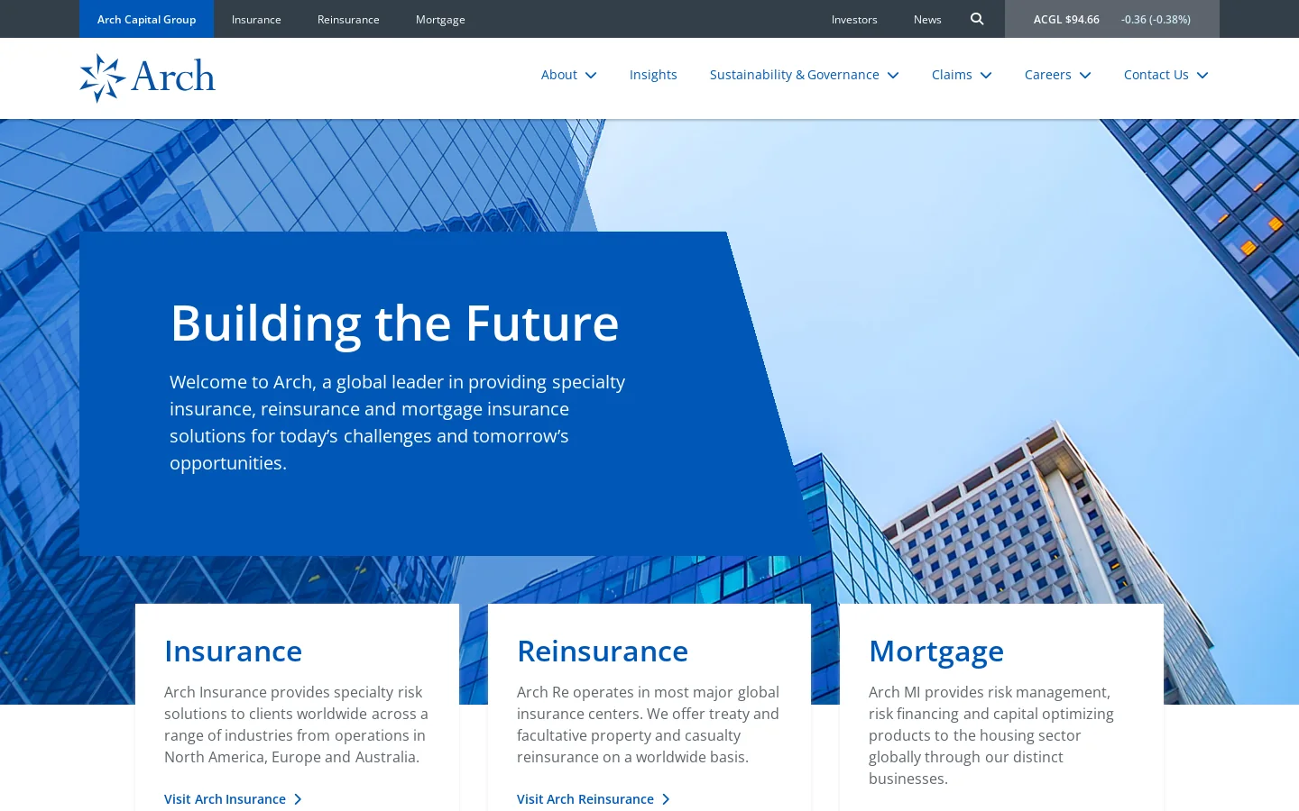 Arch Capital Group Ltd. - Specialty Insurance Company Homepage screenshot