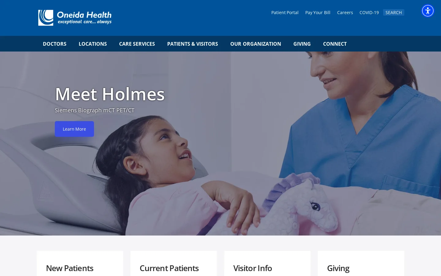 Oneida Health Homepage screenshot