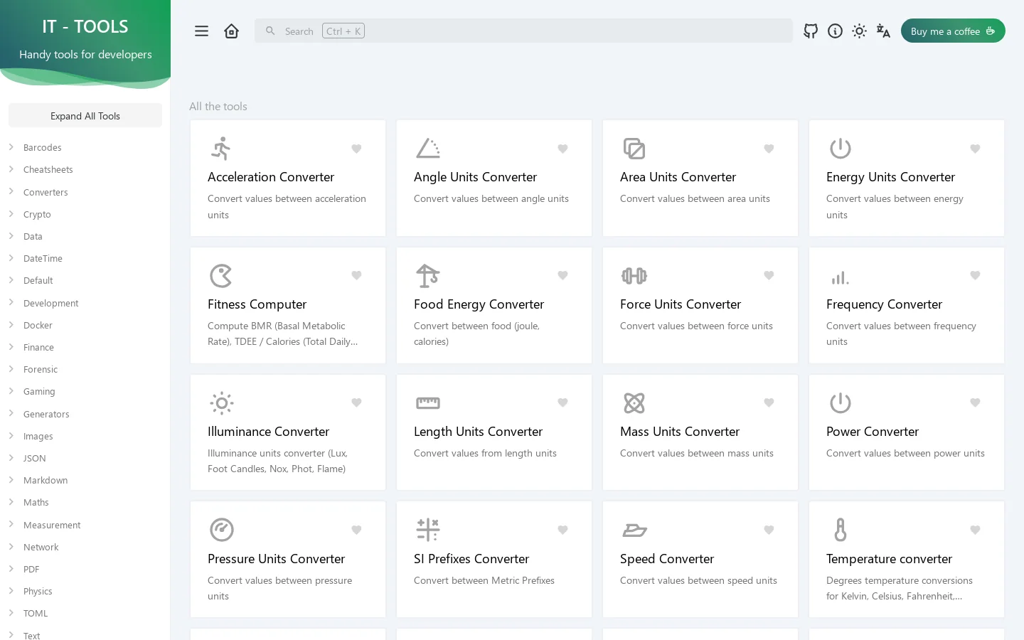 IT Tools - Handy online tools for developers Homepage screenshot