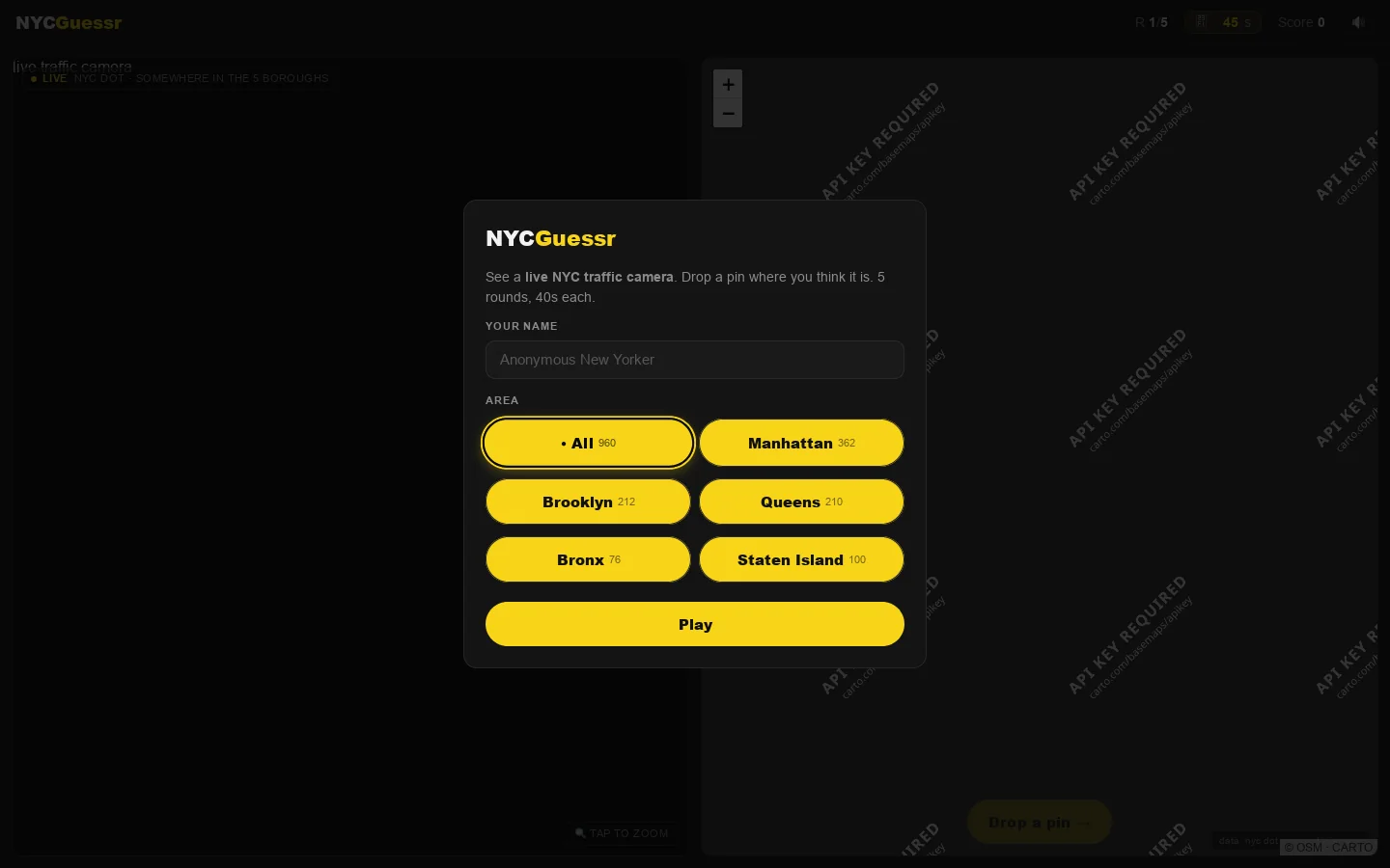 NYCGuessr Homepage screenshot
