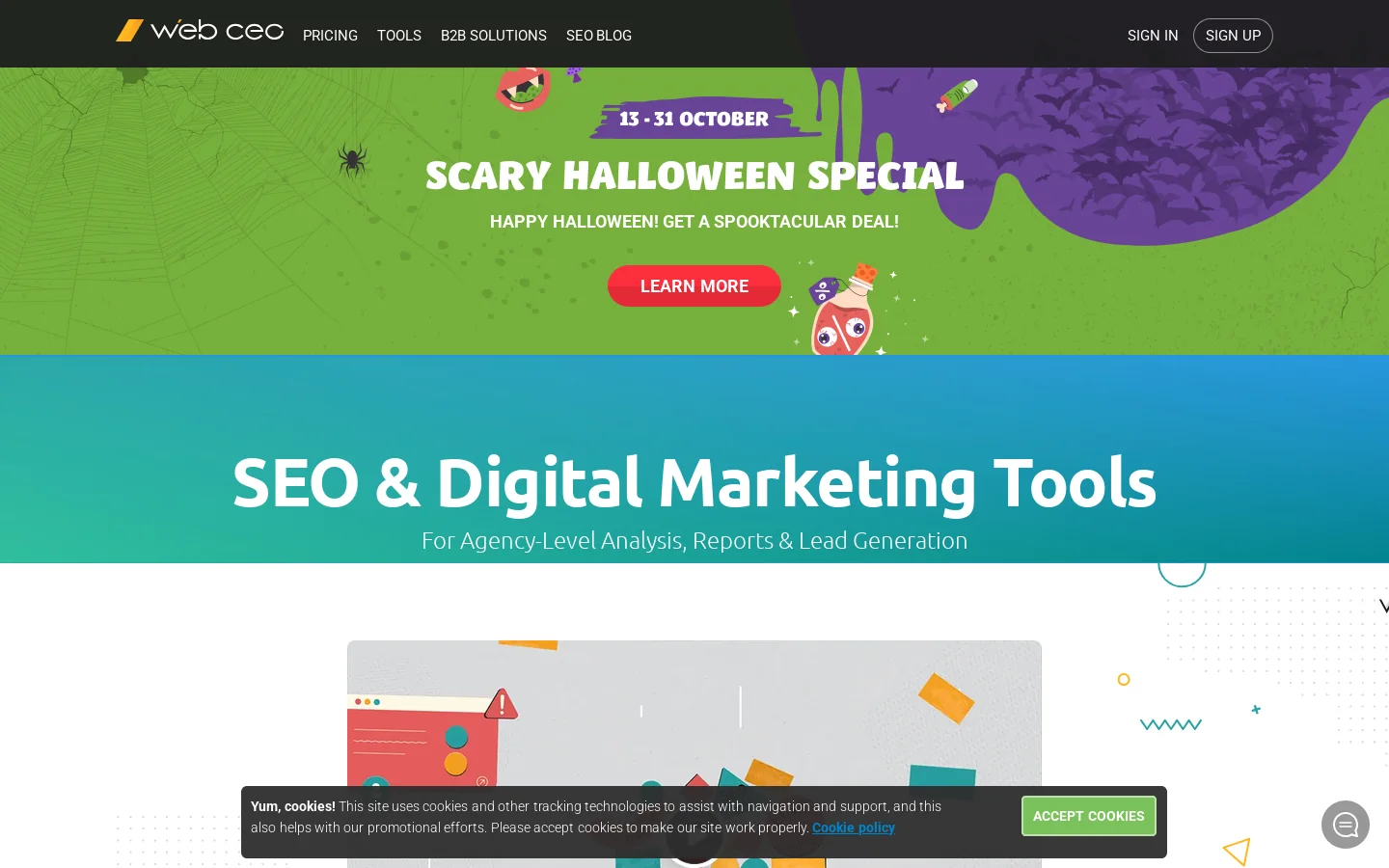 WebCEO Homepage screenshot