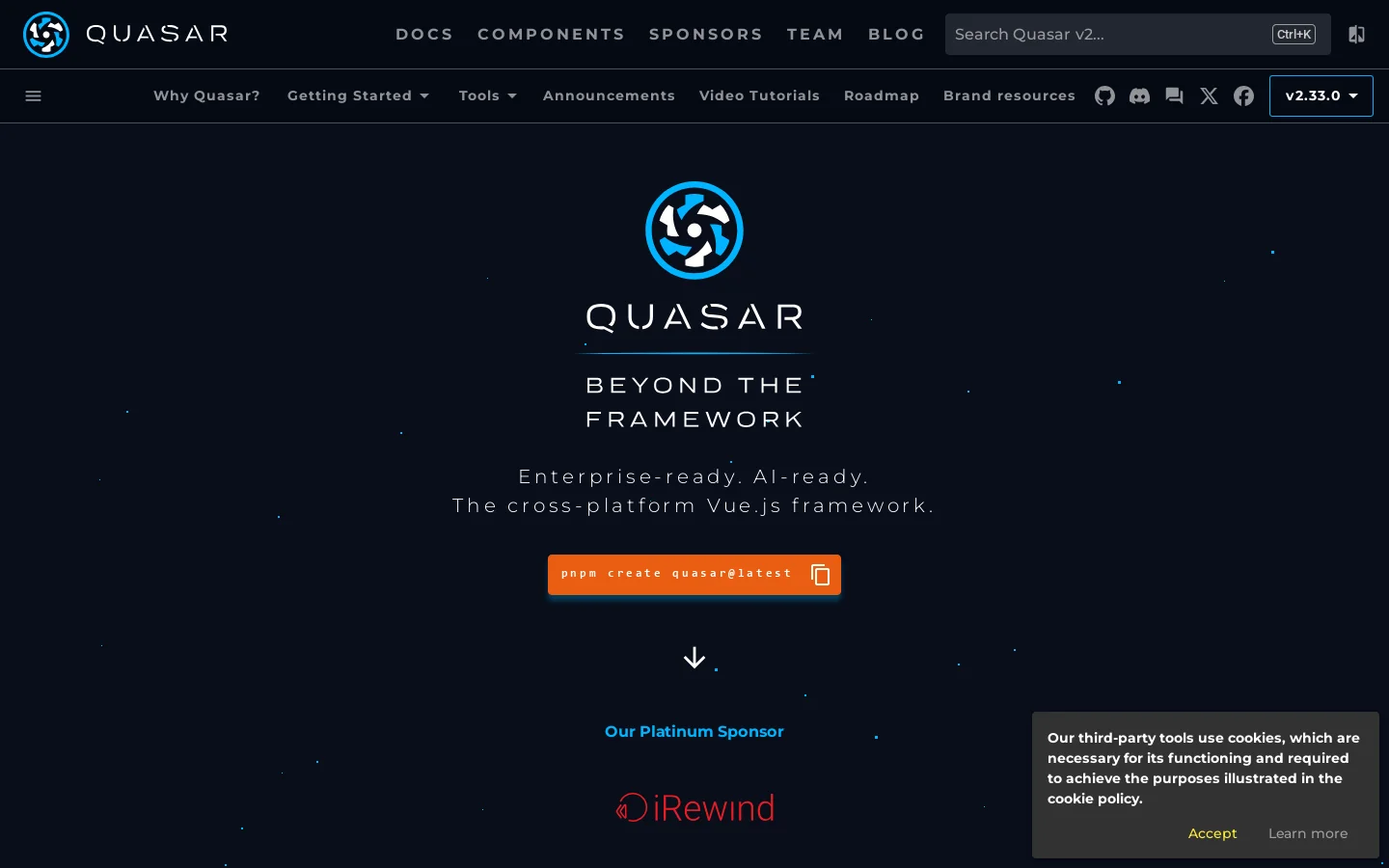 Quasar Framework Homepage screenshot