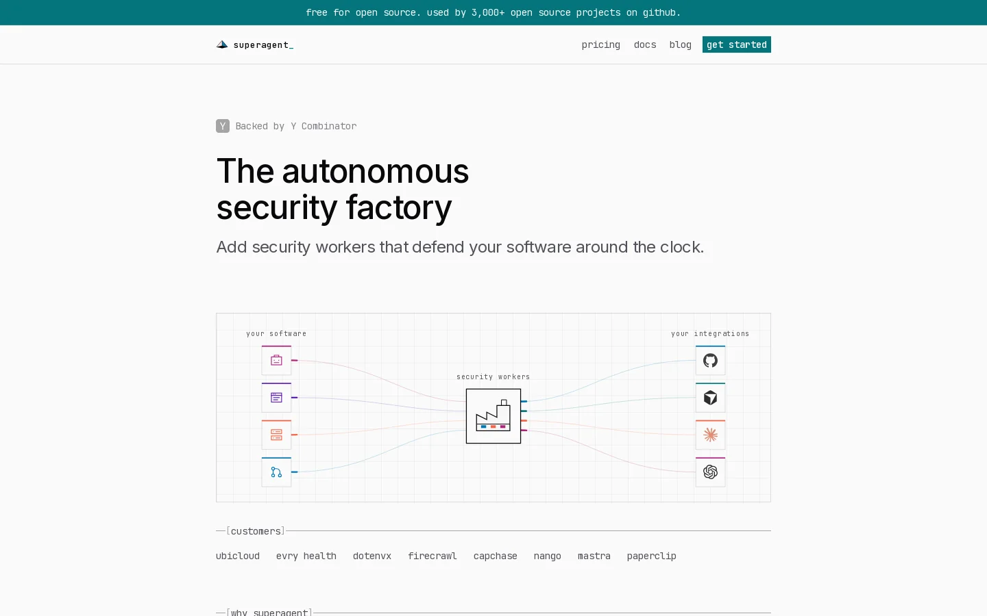 Superagent Homepage screenshot