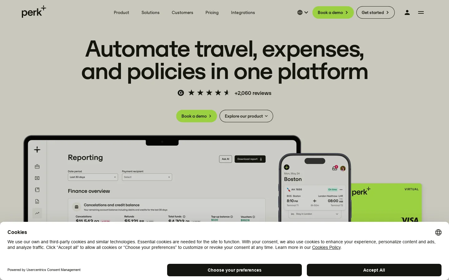 Perk Homepage screenshot