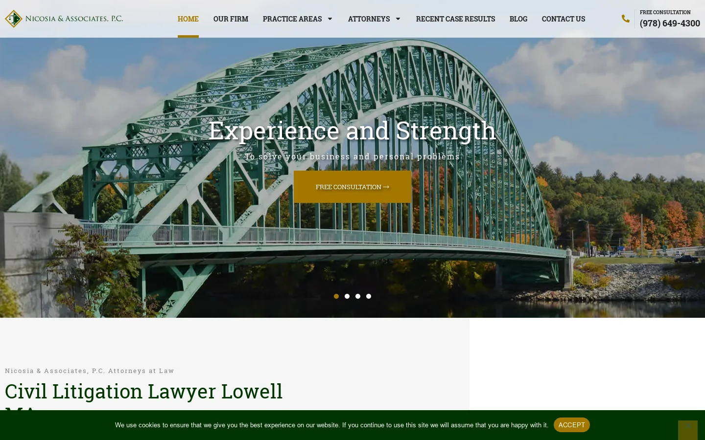 Lowell Civil Litigation Lawyer | Massachusetts Injury Lawyers | Real Estate Attorney in Tyngsboro MA, Dracut MA & Nashua NH Homepage screenshot