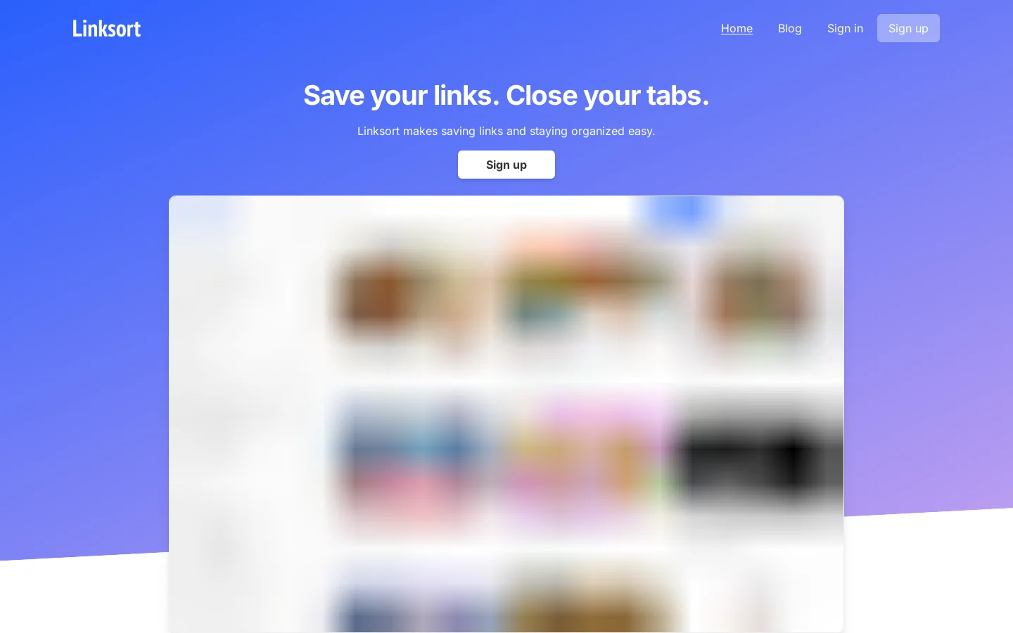 Linksort Homepage screenshot