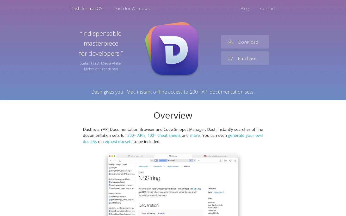 Kapeli Homepage screenshot