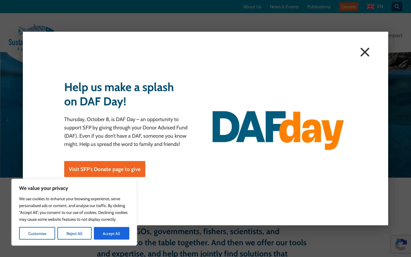 Sustainable Fisheries Partnership Homepage screenshot