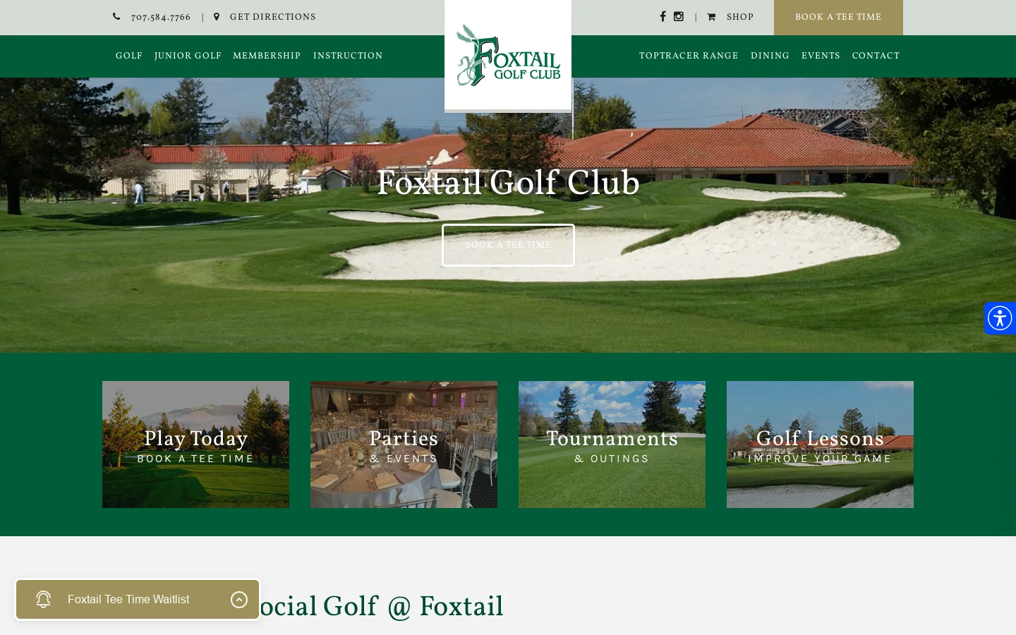 Foxtail Golf Club - Rohnert Park, CA Homepage screenshot