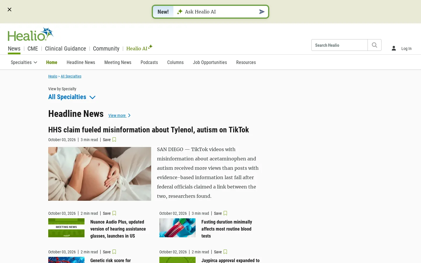 Daily Medical News, Free CME and Clinical Guidance Homepage screenshot