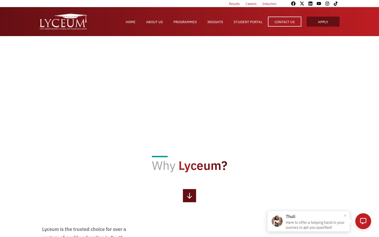 Lyceum Homepage screenshot