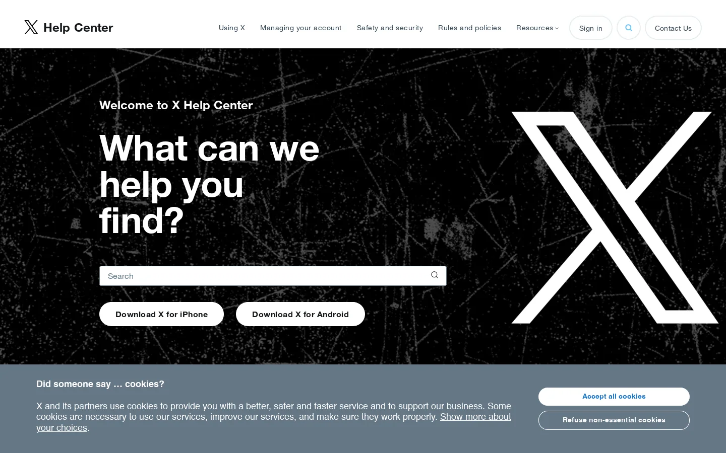 Help Center Homepage screenshot