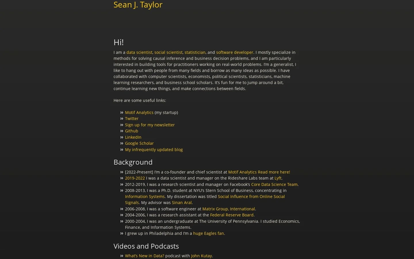 Sean J. Taylor Homepage screenshot