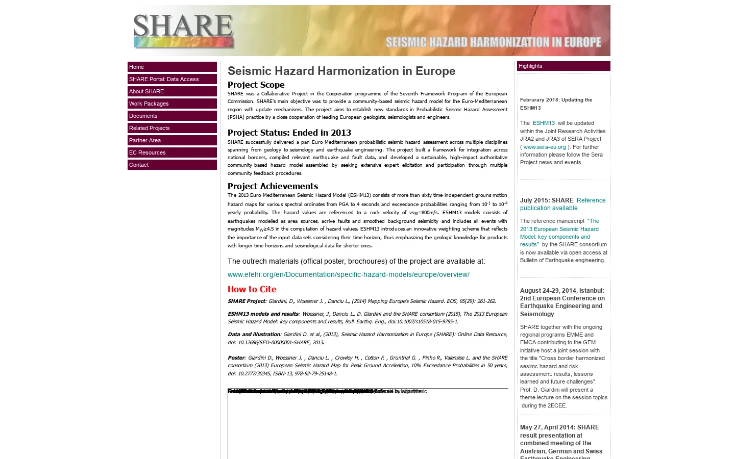 SHARE Homepage screenshot