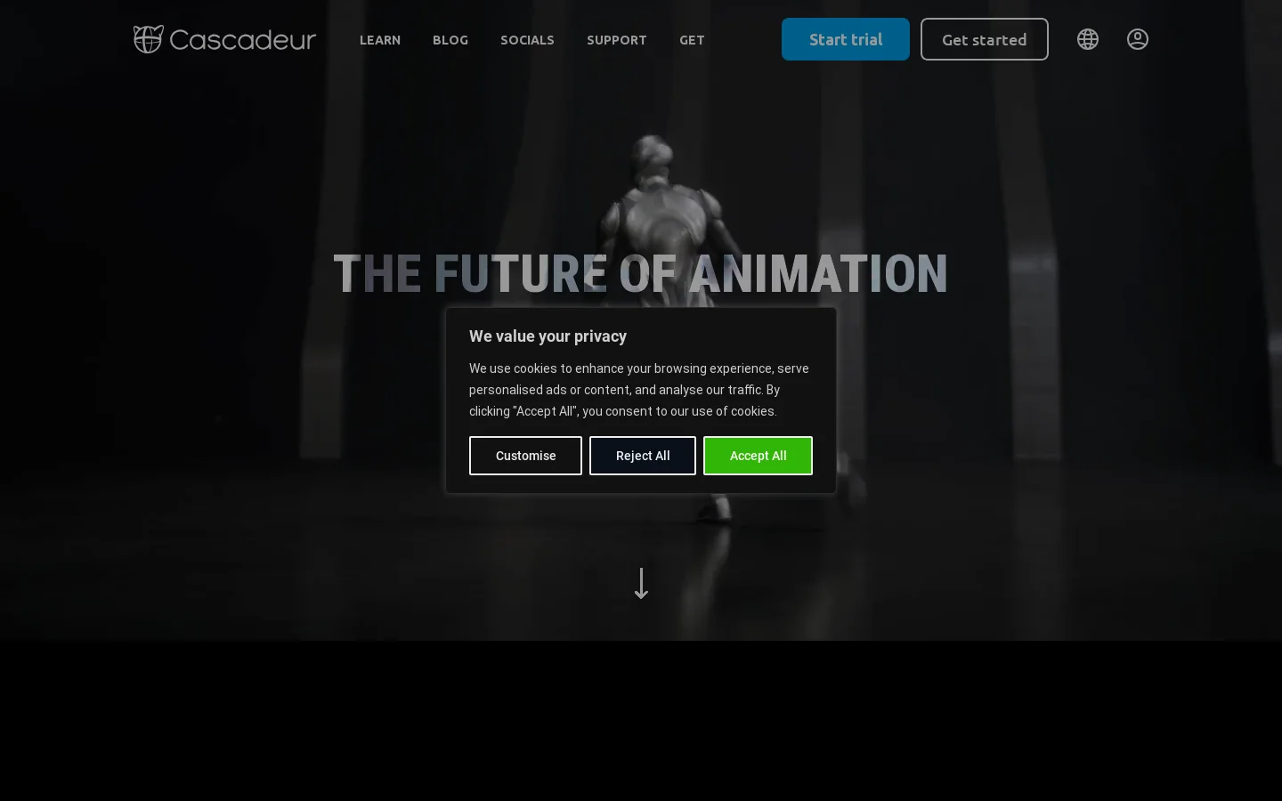 Cascadeur Homepage screenshot