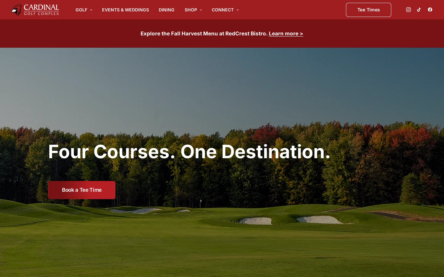 Cardinal Golf Complex Homepage screenshot