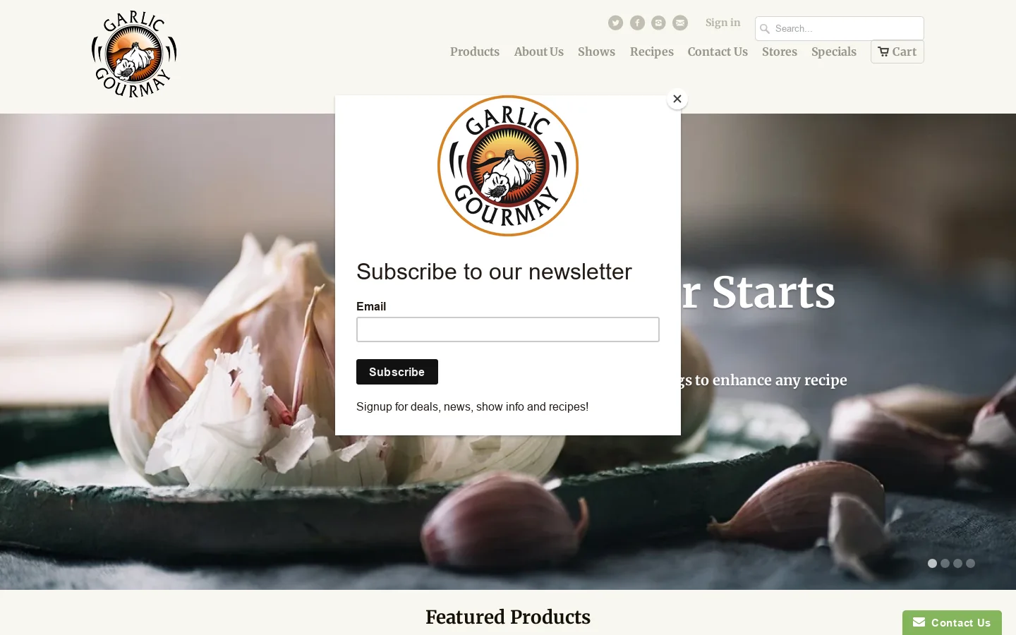 Garlic Gourmay Homepage screenshot
