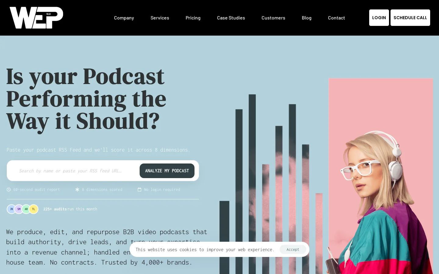 We Edit Podcasts Homepage screenshot