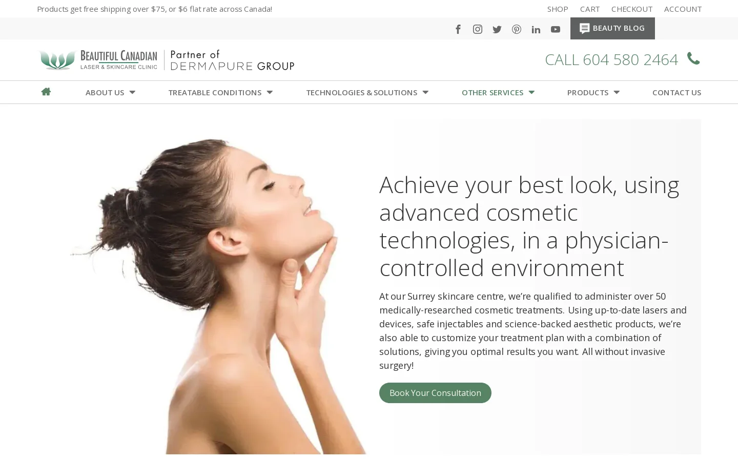 Vancouver Laser and Skin Care Centre - Beautiful Canadian Clinic Homepage screenshot