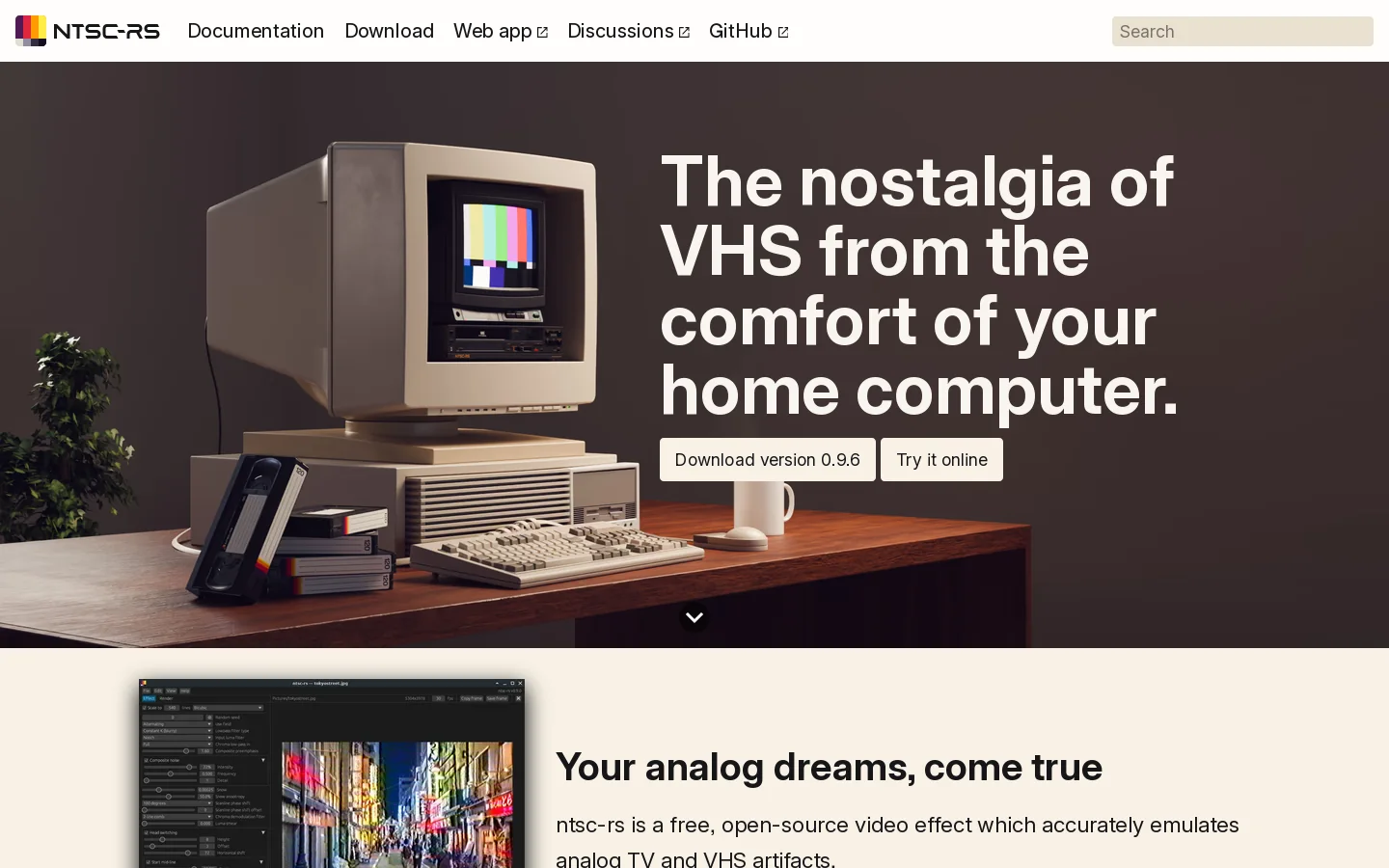 ntsc-rs Homepage screenshot