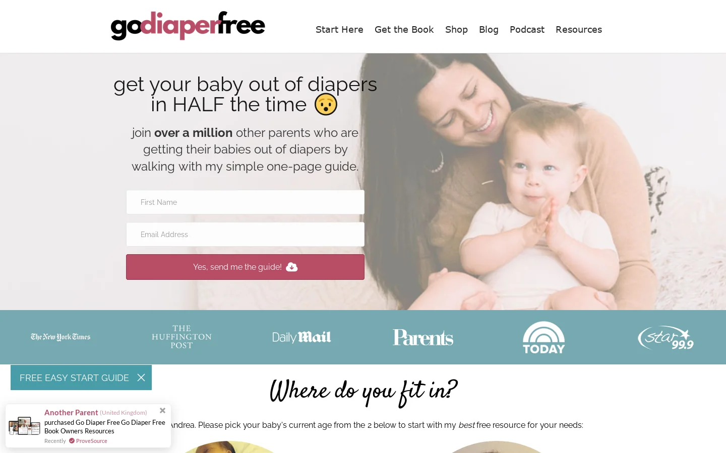Elimination Communication: Potty Your Baby from Birth with Go Diaper Free Homepage screenshot