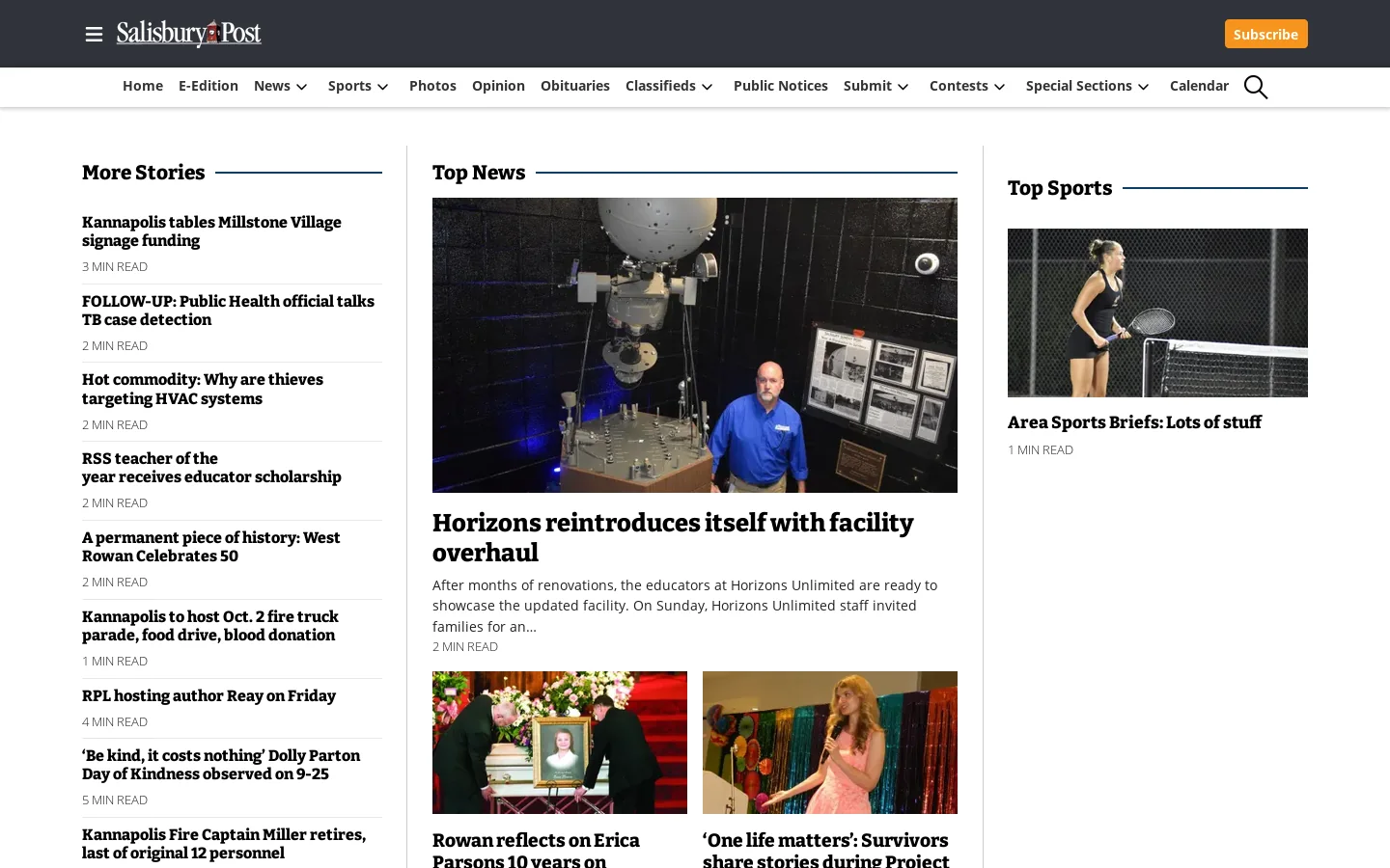 Salisbury Post Homepage screenshot