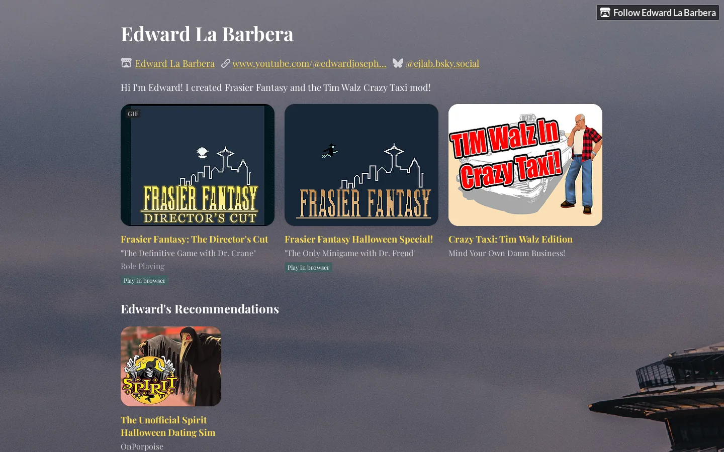 Edward La Barbera Homepage screenshot