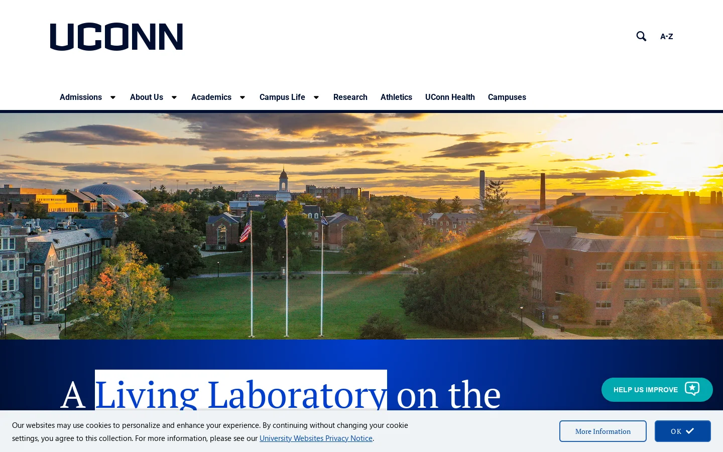 University of Connecticut Homepage screenshot
