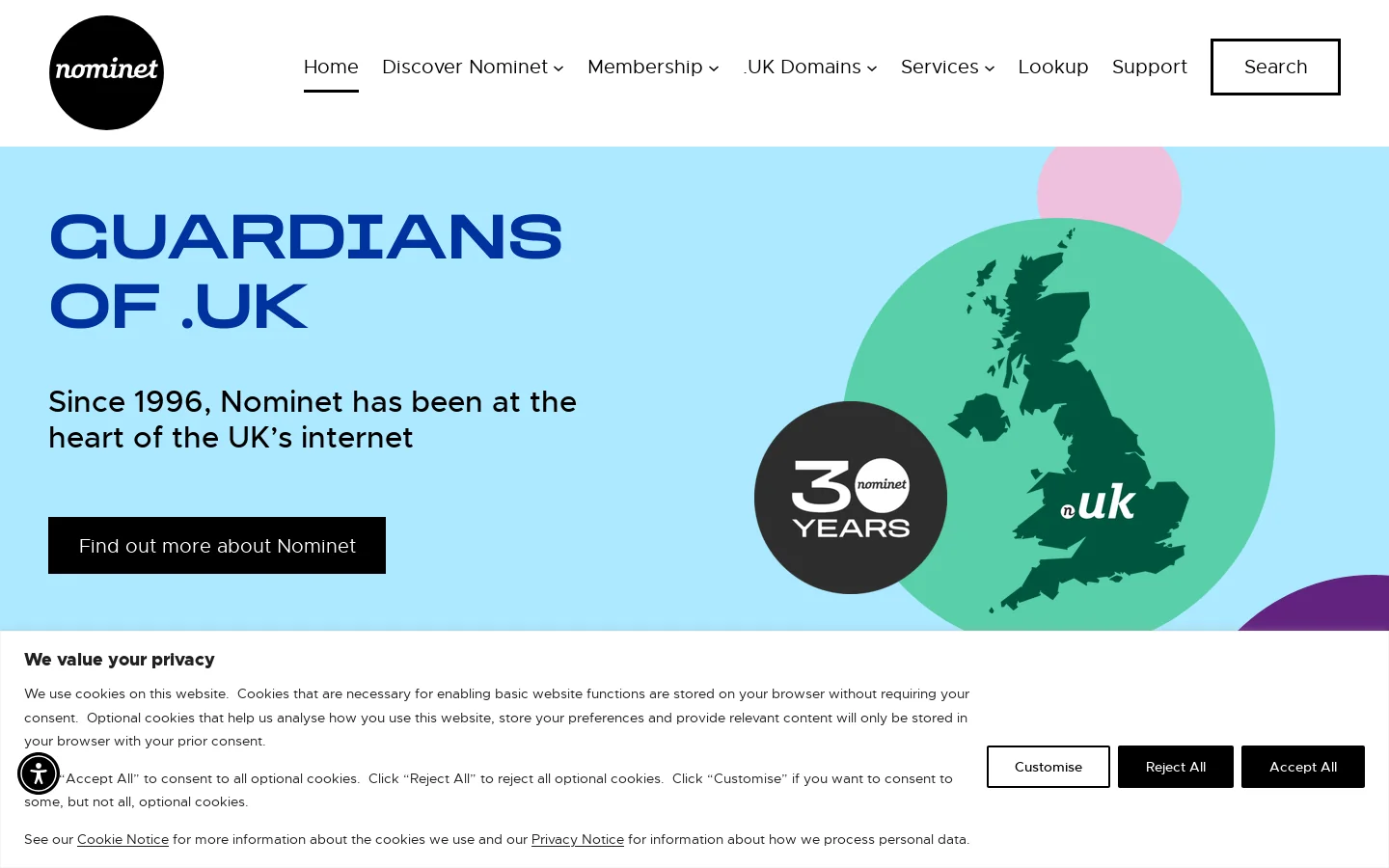 Nominet Homepage screenshot
