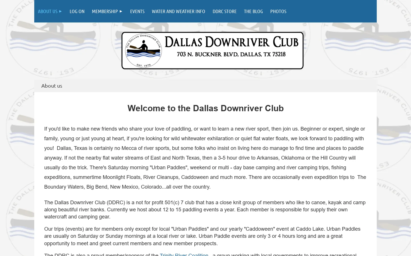 Dallas Downriver Club Homepage screenshot