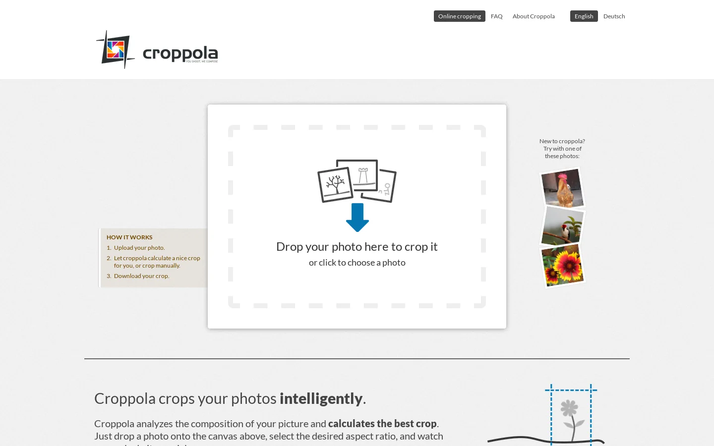 Croppola Homepage screenshot