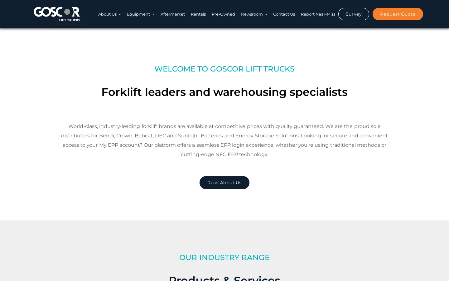 Goscor Lift Trucks Homepage screenshot